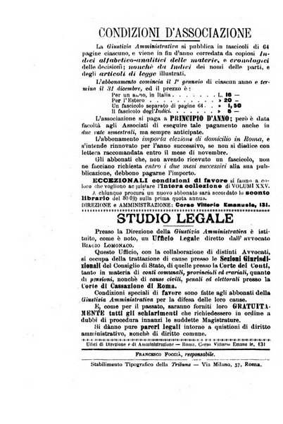 La giustizia amministrativa raccolta di decisioni e pareri del Consiglio di Stato, decisioni della Corte dei conti, sentenze della Cassazione di Roma, e decisioni delle Giunte provinciali amministrative