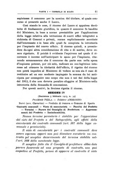 La giustizia amministrativa raccolta di decisioni e pareri del Consiglio di Stato, decisioni della Corte dei conti, sentenze della Cassazione di Roma, e decisioni delle Giunte provinciali amministrative