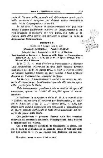 La giustizia amministrativa raccolta di decisioni e pareri del Consiglio di Stato, decisioni della Corte dei conti, sentenze della Cassazione di Roma, e decisioni delle Giunte provinciali amministrative