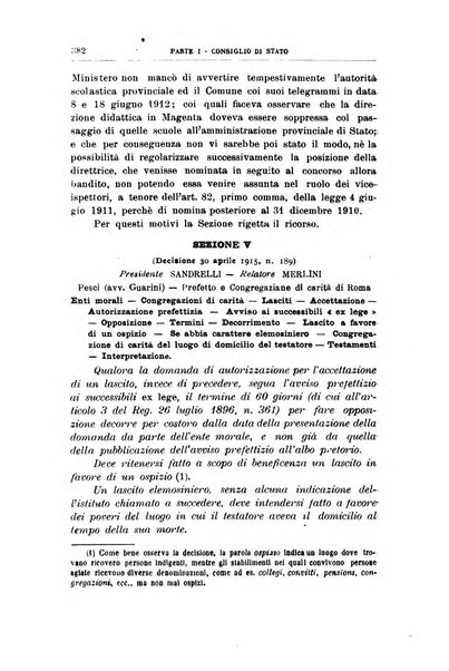 La giustizia amministrativa raccolta di decisioni e pareri del Consiglio di Stato, decisioni della Corte dei conti, sentenze della Cassazione di Roma, e decisioni delle Giunte provinciali amministrative