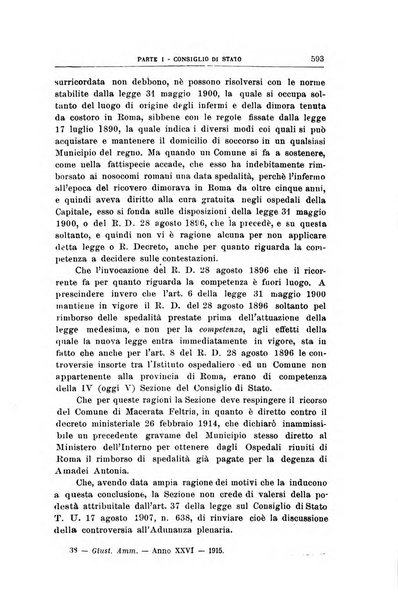 La giustizia amministrativa raccolta di decisioni e pareri del Consiglio di Stato, decisioni della Corte dei conti, sentenze della Cassazione di Roma, e decisioni delle Giunte provinciali amministrative