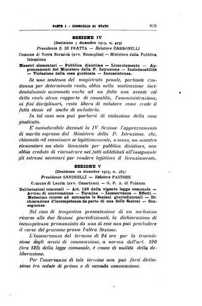 La giustizia amministrativa raccolta di decisioni e pareri del Consiglio di Stato, decisioni della Corte dei conti, sentenze della Cassazione di Roma, e decisioni delle Giunte provinciali amministrative