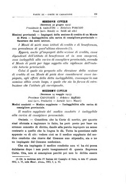 La giustizia amministrativa raccolta di decisioni e pareri del Consiglio di Stato, decisioni della Corte dei conti, sentenze della Cassazione di Roma, e decisioni delle Giunte provinciali amministrative