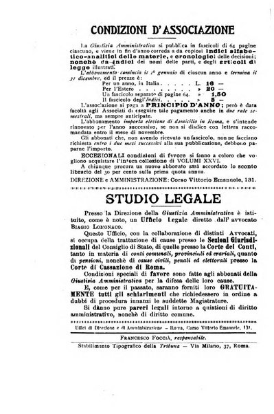 La giustizia amministrativa raccolta di decisioni e pareri del Consiglio di Stato, decisioni della Corte dei conti, sentenze della Cassazione di Roma, e decisioni delle Giunte provinciali amministrative