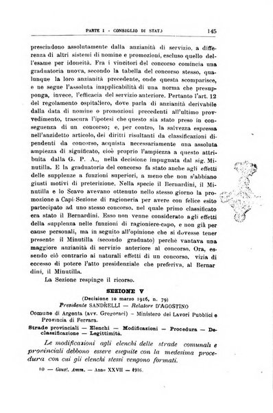 La giustizia amministrativa raccolta di decisioni e pareri del Consiglio di Stato, decisioni della Corte dei conti, sentenze della Cassazione di Roma, e decisioni delle Giunte provinciali amministrative