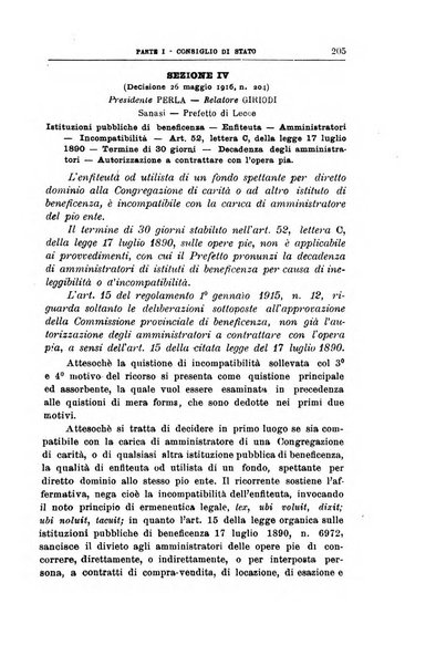 La giustizia amministrativa raccolta di decisioni e pareri del Consiglio di Stato, decisioni della Corte dei conti, sentenze della Cassazione di Roma, e decisioni delle Giunte provinciali amministrative