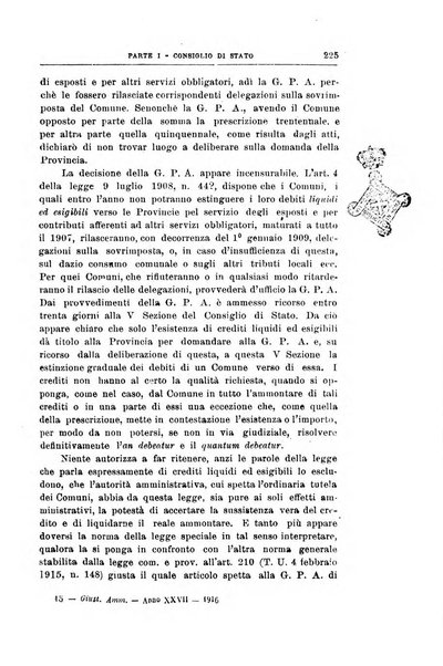 La giustizia amministrativa raccolta di decisioni e pareri del Consiglio di Stato, decisioni della Corte dei conti, sentenze della Cassazione di Roma, e decisioni delle Giunte provinciali amministrative