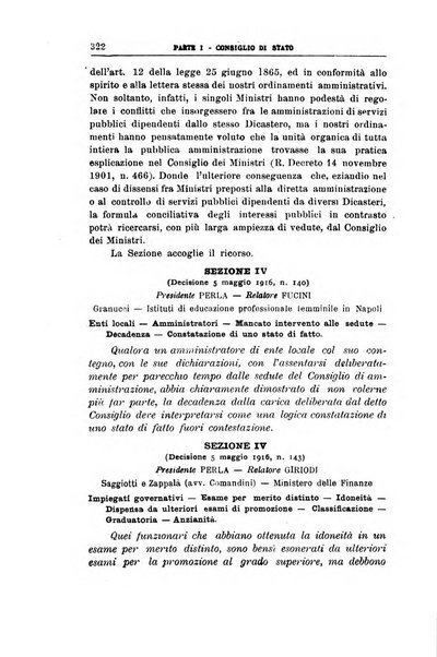 La giustizia amministrativa raccolta di decisioni e pareri del Consiglio di Stato, decisioni della Corte dei conti, sentenze della Cassazione di Roma, e decisioni delle Giunte provinciali amministrative