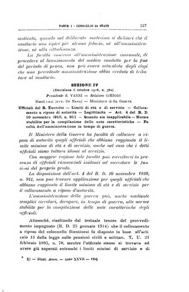 La giustizia amministrativa raccolta di decisioni e pareri del Consiglio di Stato, decisioni della Corte dei conti, sentenze della Cassazione di Roma, e decisioni delle Giunte provinciali amministrative