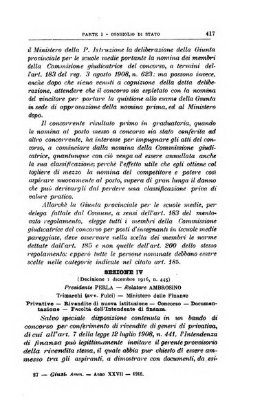 La giustizia amministrativa raccolta di decisioni e pareri del Consiglio di Stato, decisioni della Corte dei conti, sentenze della Cassazione di Roma, e decisioni delle Giunte provinciali amministrative