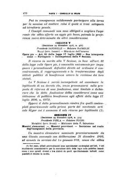 La giustizia amministrativa raccolta di decisioni e pareri del Consiglio di Stato, decisioni della Corte dei conti, sentenze della Cassazione di Roma, e decisioni delle Giunte provinciali amministrative