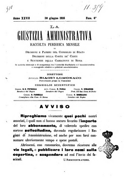 La giustizia amministrativa raccolta di decisioni e pareri del Consiglio di Stato, decisioni della Corte dei conti, sentenze della Cassazione di Roma, e decisioni delle Giunte provinciali amministrative