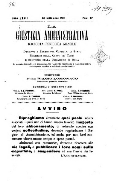 La giustizia amministrativa raccolta di decisioni e pareri del Consiglio di Stato, decisioni della Corte dei conti, sentenze della Cassazione di Roma, e decisioni delle Giunte provinciali amministrative