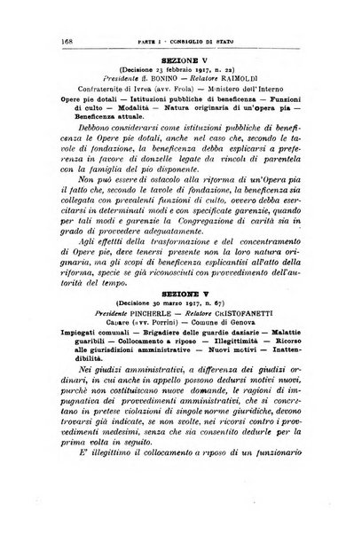 La giustizia amministrativa raccolta di decisioni e pareri del Consiglio di Stato, decisioni della Corte dei conti, sentenze della Cassazione di Roma, e decisioni delle Giunte provinciali amministrative