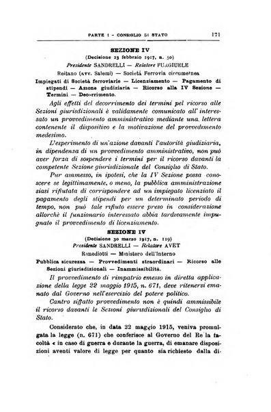 La giustizia amministrativa raccolta di decisioni e pareri del Consiglio di Stato, decisioni della Corte dei conti, sentenze della Cassazione di Roma, e decisioni delle Giunte provinciali amministrative