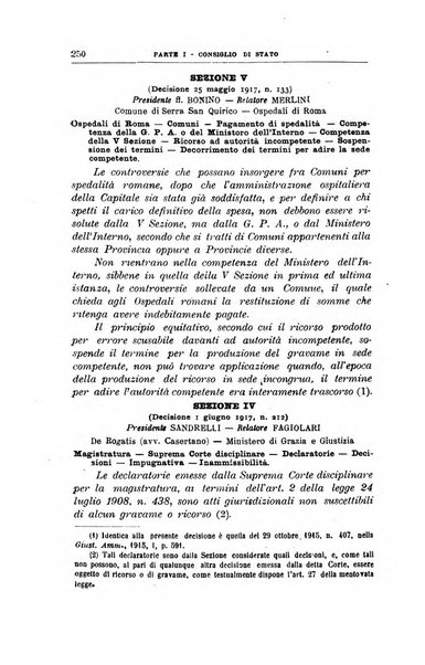 La giustizia amministrativa raccolta di decisioni e pareri del Consiglio di Stato, decisioni della Corte dei conti, sentenze della Cassazione di Roma, e decisioni delle Giunte provinciali amministrative