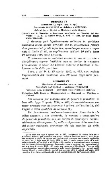 La giustizia amministrativa raccolta di decisioni e pareri del Consiglio di Stato, decisioni della Corte dei conti, sentenze della Cassazione di Roma, e decisioni delle Giunte provinciali amministrative