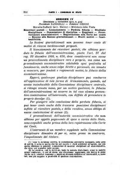 La giustizia amministrativa raccolta di decisioni e pareri del Consiglio di Stato, decisioni della Corte dei conti, sentenze della Cassazione di Roma, e decisioni delle Giunte provinciali amministrative