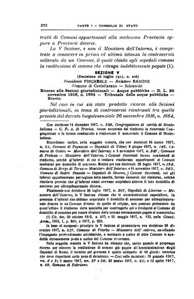 La giustizia amministrativa raccolta di decisioni e pareri del Consiglio di Stato, decisioni della Corte dei conti, sentenze della Cassazione di Roma, e decisioni delle Giunte provinciali amministrative