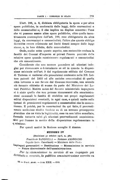 La giustizia amministrativa raccolta di decisioni e pareri del Consiglio di Stato, decisioni della Corte dei conti, sentenze della Cassazione di Roma, e decisioni delle Giunte provinciali amministrative