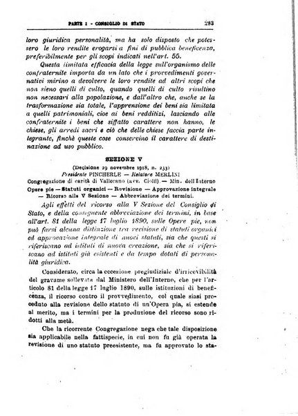 La giustizia amministrativa raccolta di decisioni e pareri del Consiglio di Stato, decisioni della Corte dei conti, sentenze della Cassazione di Roma, e decisioni delle Giunte provinciali amministrative