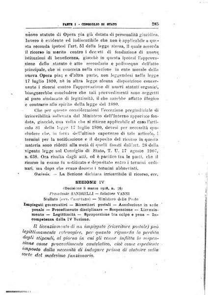 La giustizia amministrativa raccolta di decisioni e pareri del Consiglio di Stato, decisioni della Corte dei conti, sentenze della Cassazione di Roma, e decisioni delle Giunte provinciali amministrative