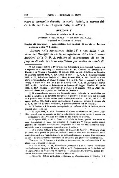 La giustizia amministrativa raccolta di decisioni e pareri del Consiglio di Stato, decisioni della Corte dei conti, sentenze della Cassazione di Roma, e decisioni delle Giunte provinciali amministrative