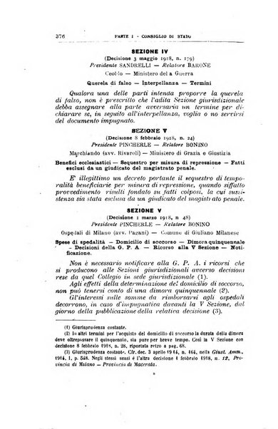 La giustizia amministrativa raccolta di decisioni e pareri del Consiglio di Stato, decisioni della Corte dei conti, sentenze della Cassazione di Roma, e decisioni delle Giunte provinciali amministrative