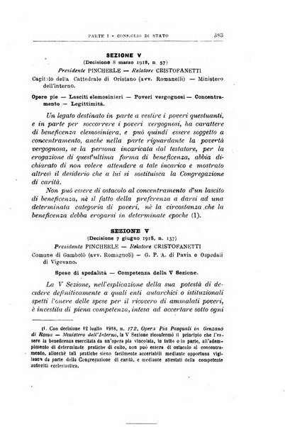 La giustizia amministrativa raccolta di decisioni e pareri del Consiglio di Stato, decisioni della Corte dei conti, sentenze della Cassazione di Roma, e decisioni delle Giunte provinciali amministrative