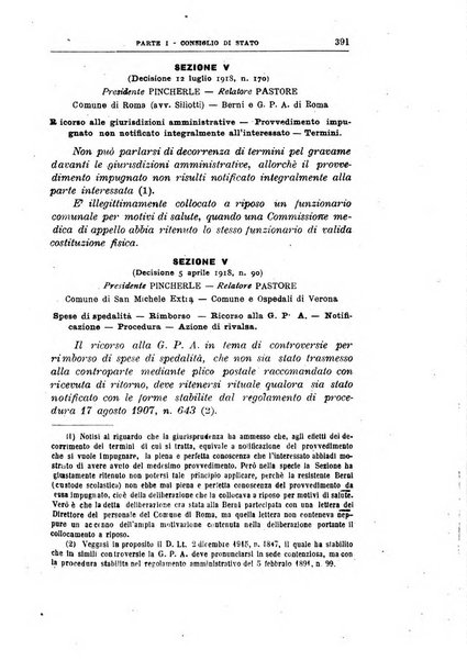 La giustizia amministrativa raccolta di decisioni e pareri del Consiglio di Stato, decisioni della Corte dei conti, sentenze della Cassazione di Roma, e decisioni delle Giunte provinciali amministrative