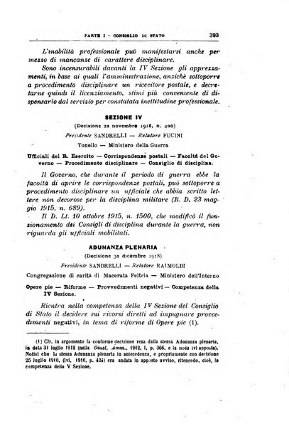 La giustizia amministrativa raccolta di decisioni e pareri del Consiglio di Stato, decisioni della Corte dei conti, sentenze della Cassazione di Roma, e decisioni delle Giunte provinciali amministrative