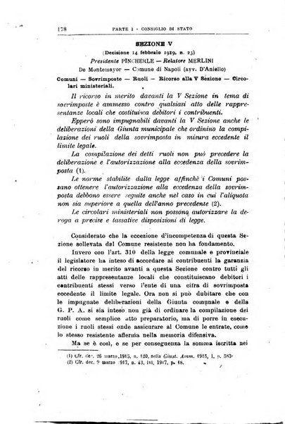 La giustizia amministrativa raccolta di decisioni e pareri del Consiglio di Stato, decisioni della Corte dei conti, sentenze della Cassazione di Roma, e decisioni delle Giunte provinciali amministrative