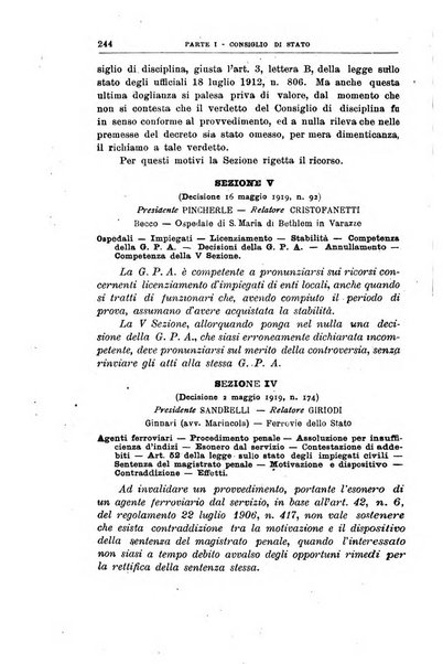 La giustizia amministrativa raccolta di decisioni e pareri del Consiglio di Stato, decisioni della Corte dei conti, sentenze della Cassazione di Roma, e decisioni delle Giunte provinciali amministrative