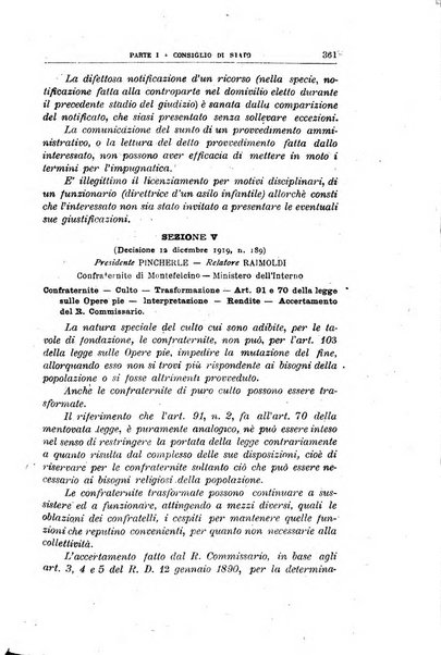 La giustizia amministrativa raccolta di decisioni e pareri del Consiglio di Stato, decisioni della Corte dei conti, sentenze della Cassazione di Roma, e decisioni delle Giunte provinciali amministrative