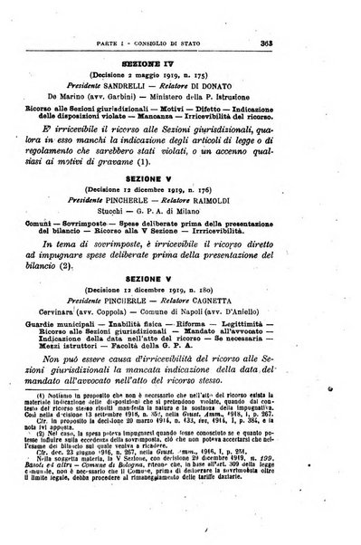 La giustizia amministrativa raccolta di decisioni e pareri del Consiglio di Stato, decisioni della Corte dei conti, sentenze della Cassazione di Roma, e decisioni delle Giunte provinciali amministrative