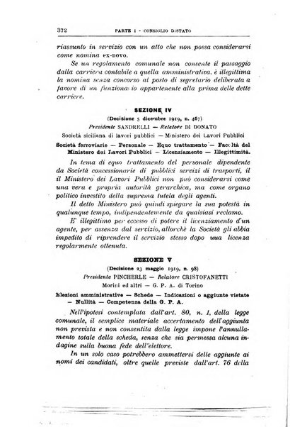 La giustizia amministrativa raccolta di decisioni e pareri del Consiglio di Stato, decisioni della Corte dei conti, sentenze della Cassazione di Roma, e decisioni delle Giunte provinciali amministrative