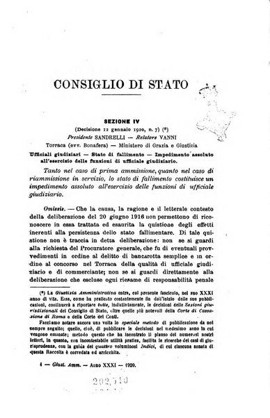 La giustizia amministrativa raccolta di decisioni e pareri del Consiglio di Stato, decisioni della Corte dei conti, sentenze della Cassazione di Roma, e decisioni delle Giunte provinciali amministrative