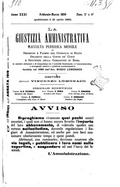 La giustizia amministrativa raccolta di decisioni e pareri del Consiglio di Stato, decisioni della Corte dei conti, sentenze della Cassazione di Roma, e decisioni delle Giunte provinciali amministrative