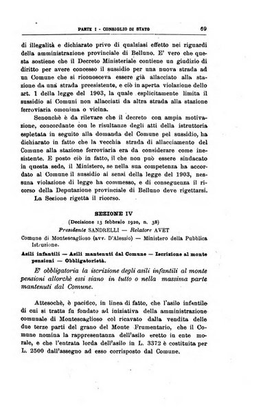 La giustizia amministrativa raccolta di decisioni e pareri del Consiglio di Stato, decisioni della Corte dei conti, sentenze della Cassazione di Roma, e decisioni delle Giunte provinciali amministrative