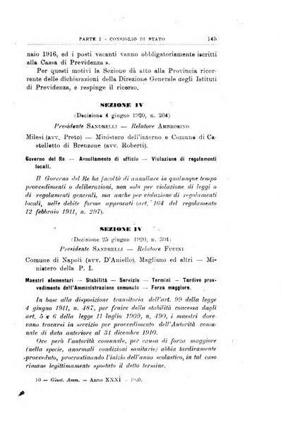 La giustizia amministrativa raccolta di decisioni e pareri del Consiglio di Stato, decisioni della Corte dei conti, sentenze della Cassazione di Roma, e decisioni delle Giunte provinciali amministrative