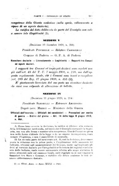 La giustizia amministrativa raccolta di decisioni e pareri del Consiglio di Stato, decisioni della Corte dei conti, sentenze della Cassazione di Roma, e decisioni delle Giunte provinciali amministrative