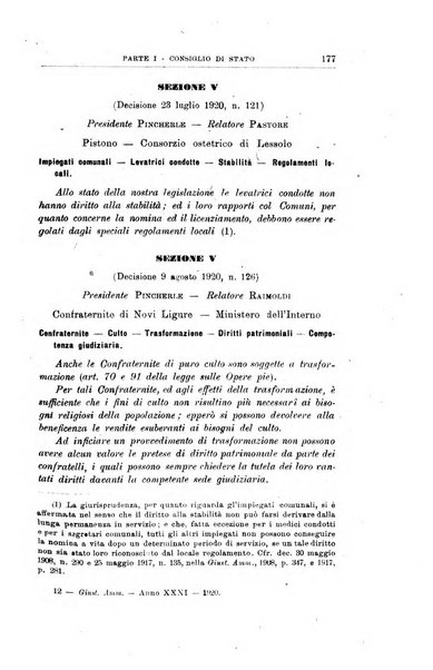 La giustizia amministrativa raccolta di decisioni e pareri del Consiglio di Stato, decisioni della Corte dei conti, sentenze della Cassazione di Roma, e decisioni delle Giunte provinciali amministrative