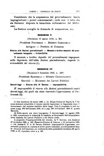 La giustizia amministrativa raccolta di decisioni e pareri del Consiglio di Stato, decisioni della Corte dei conti, sentenze della Cassazione di Roma, e decisioni delle Giunte provinciali amministrative