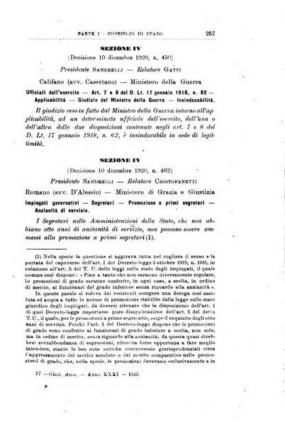 La giustizia amministrativa raccolta di decisioni e pareri del Consiglio di Stato, decisioni della Corte dei conti, sentenze della Cassazione di Roma, e decisioni delle Giunte provinciali amministrative