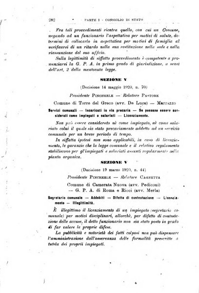 La giustizia amministrativa raccolta di decisioni e pareri del Consiglio di Stato, decisioni della Corte dei conti, sentenze della Cassazione di Roma, e decisioni delle Giunte provinciali amministrative