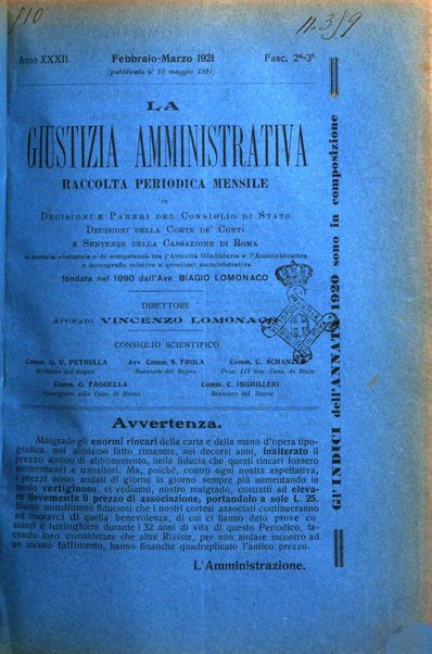 La giustizia amministrativa raccolta di decisioni e pareri del Consiglio di Stato, decisioni della Corte dei conti, sentenze della Cassazione di Roma, e decisioni delle Giunte provinciali amministrative