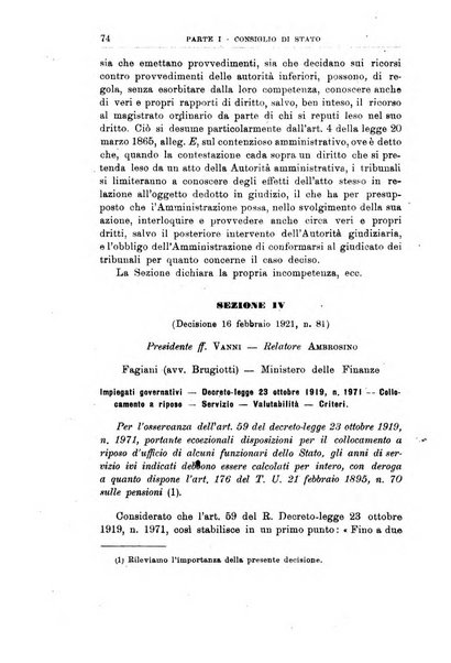 La giustizia amministrativa raccolta di decisioni e pareri del Consiglio di Stato, decisioni della Corte dei conti, sentenze della Cassazione di Roma, e decisioni delle Giunte provinciali amministrative