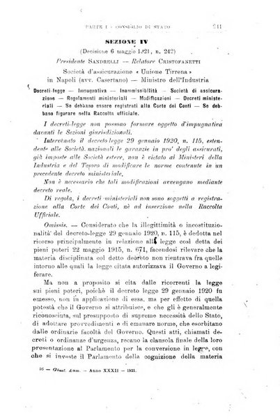 La giustizia amministrativa raccolta di decisioni e pareri del Consiglio di Stato, decisioni della Corte dei conti, sentenze della Cassazione di Roma, e decisioni delle Giunte provinciali amministrative