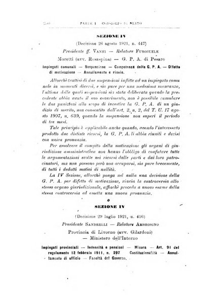 La giustizia amministrativa raccolta di decisioni e pareri del Consiglio di Stato, decisioni della Corte dei conti, sentenze della Cassazione di Roma, e decisioni delle Giunte provinciali amministrative