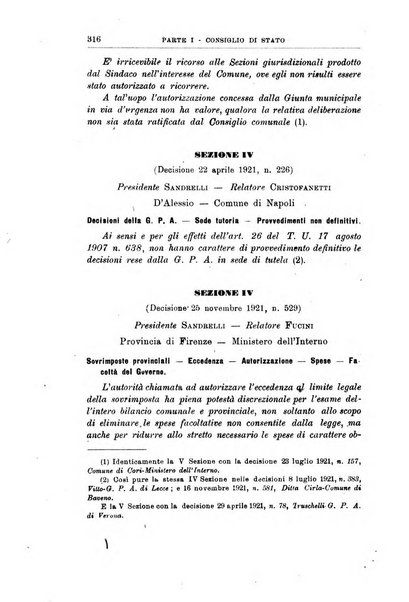 La giustizia amministrativa raccolta di decisioni e pareri del Consiglio di Stato, decisioni della Corte dei conti, sentenze della Cassazione di Roma, e decisioni delle Giunte provinciali amministrative